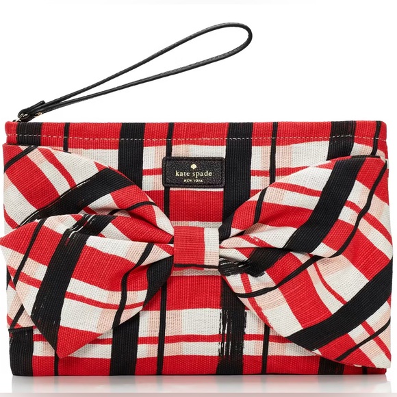 ♥️♠️♥️KATE SPADE♥️♠️♥️On Purpose Red Plaid Wristlet/NWOT - Picture 1 of 8